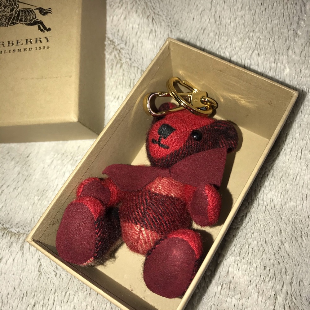 Red Thomas Burberry Bear key charm